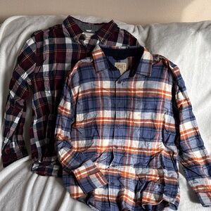Burgundy & Navy, Orange & Blue Plaid Flannel Shirts